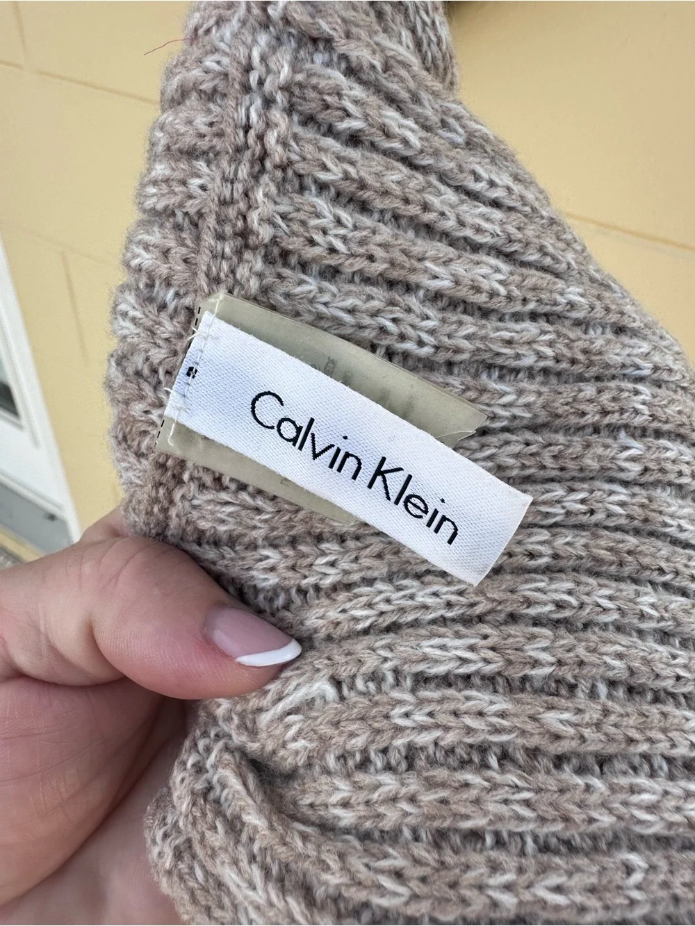 Calvin Klein Heathered Taupe Cable Knit Infinity Scarf